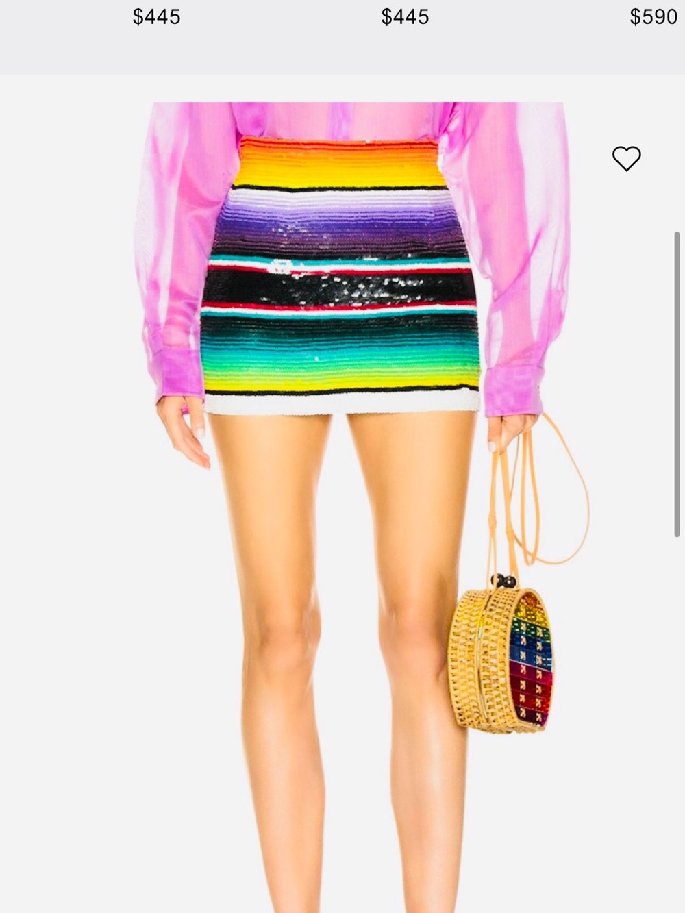 ASHISH multicolor stripe sequin mini skirt